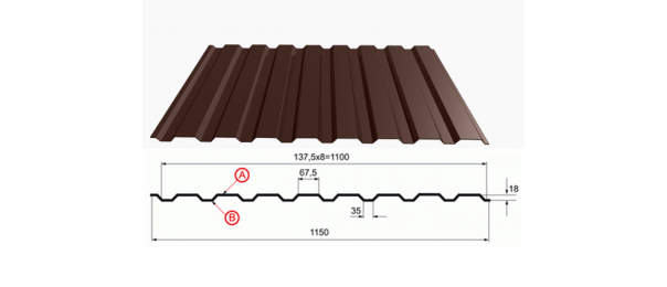 Профнастил коричневый оцинкованный  RAL 8017 С-20 купить недорого в Ватутинках