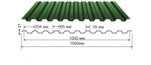 Профнастил зеленый оцинкованный  RAL 6005 С-21 купить недорого в Ватутинках